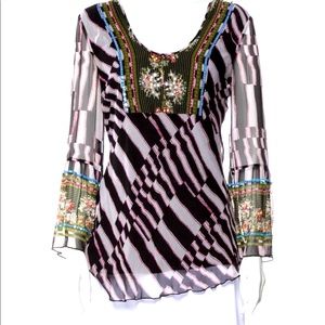 Dianne Von Furstenburg silk sequin tunic top Sz 2